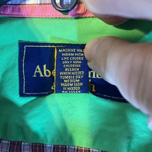 Abercrombie & Fitch Mens L Plaid Button Down Shirt Pink Moose - Picture 8 of 8